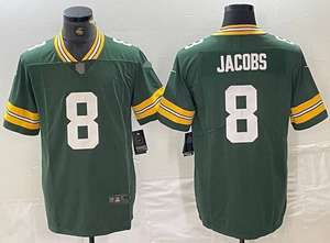 ชุดเสื้อเจอร์ซีย์กรีนเบย์แพ็คเกอร์สคุณภาพสูง ปี 2026 สำหรับ # 8 จอช จาคอบส์ เสื้อฟุตบอลชายอเมริกัน ระบายอากาศได้ดี ไซส์ใหญ่ แบบสั้น - Product Image 2