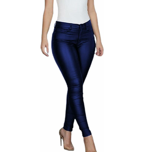 2025 pantalones ajustados de cintura alta de cuero para mujer transpirable PU frente plano nueva colección de Invierno para mujer - Product Image 3