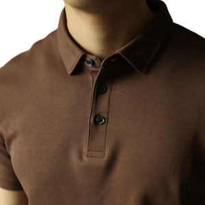 Personalización Logo Bordado Color café Personalizado Hombres Verano Manga corta Botón de solapa Casual Moda Polo Ajuste regular - Product Image 5