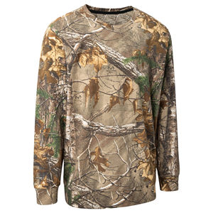 T-shirts pour hommes à manches longues en coton 100% imprimé camouflage jungle Real Tree, coupe ample et surdimensionnée, vêtements de chasse imprimés pour hommes - Product Image 5