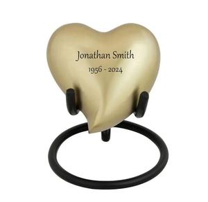Eternal Golden Heart <b>Keepsake</b> Cremation Urn Engraving Option Aluminium urns for human <b>ashes</b> - Product Image 1