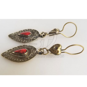 Fashion Jewelry Wholesale New Design Women Antique <b>Earrings</b> <b>Red</b> Color Statement Jewelry Customized - Product Image 4