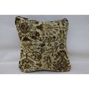 Oreiller en laine patchwork floral Kantha 14x14 pouces Beige coussin Vintage brodé imprimé coussin décoratif tissé uni 18x18 - Product Image 1