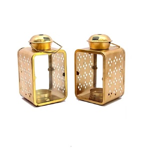 hot sale <b>Candle</b> Lantern <b>Square</b> Shaped Nickle Plated Finished Metal & Glass <b>Candle</b> Lantern with Handle Handmade - Product Image 5