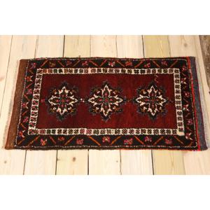 Alfombra Turca Vintage de Lana Roja, 1.6x3.1 pies (48x93 cm) - Product Image 2