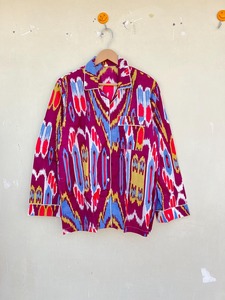 ชุดนอนยูนิเซ็กส์สไตล์ Boho, ชุดนอนพิมพ์ลาย Ikat ชุดนอนผ้าฝ้ายมีกระเป๋าของขวัญสำหรับเพื่อนเจ้าสาว - Product Image 6