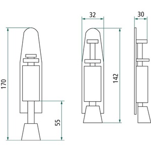 INTERSTEEL 0035.4440 Stainless Steel Matt Door Stop <b>28mm</b> Stroke Height Door Mounting Assistive Device - Product Image 3