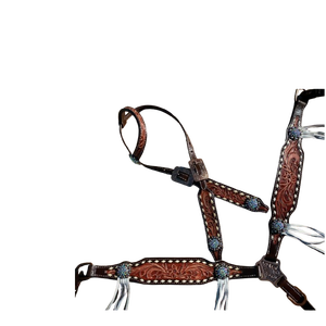 Juego de tachuelas occidentales de caballo con herramientas florales hechas a mano, el mejor collar de pecho y caballete con diseño de cuentas para jinetes - Product Image 6