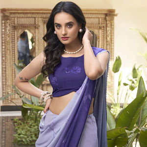 สารีในผ้ามาร์บอลไร้น้ำหนักพิมพ์ลายดอกไม้น่าดึงดูดใจพร้อมขอบลูกไม้และเสื้อสำหรับผู้ส่งออกและผู้ขายต่อ B2B - Product Image 1