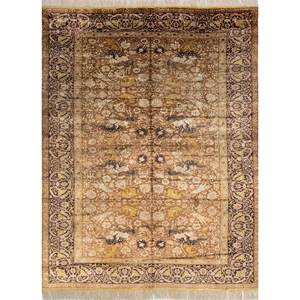 Tapis en laine noué à la main Aalam Gold, grand format, Pae-5147, motif floral, pour la maison, le salon et le couloir, pour adolescents - Jaipur Rugs US - Product Image 1