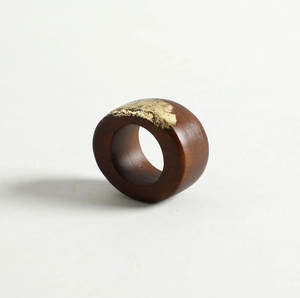 Rond de serviette en bois brun et or design classique décor de table à manger pour la maison décoration de table de dîner de fête de mariage quantité en vrac - Product Image 3