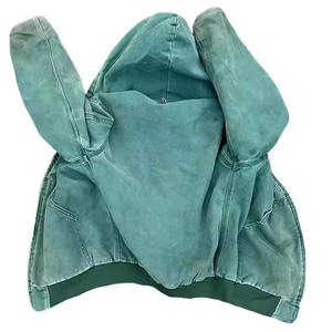 Sweat à capuche personnalisé pour hommes, délavé à l'acide, veste de travail d'inspiration vintage, doublure thermique, motif solide, veste à capuche tendance d'hiver, nouveauté - Product Image 3