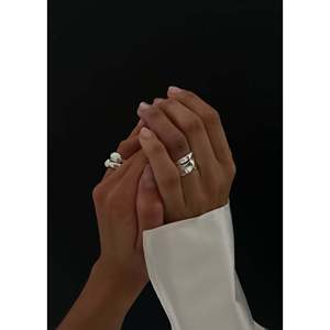 Athena Sculptural <b>Silver</b> <b>Ring</b> <b>Stack</b> Fashionable Trendy Opening Inlay Gold Plating Stainless Steel Main Stylish Number Gift - Product Image 4