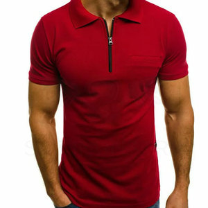 Polo bordado de algodón para hombre, camisa de manga corta con cuello de cremallera, talla grande - Product Image 2