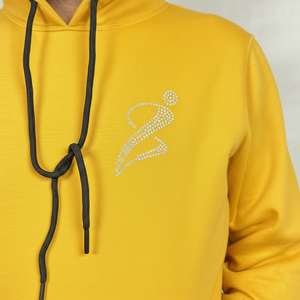Sweat à capuche surdimensionné personnalisé en coton mélangé, streetwear automne-hiver avec strass thermiques brillants, sweat-shirts basiques - Product Image 4