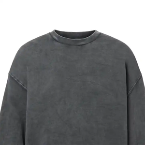 Alta calidad OEM pulóver liso teñido felpa en blanco negro cuello redondo algodón personalizado sudaderas con capucha cuello redondo sudadera para venta al por mayor - Product Image 5