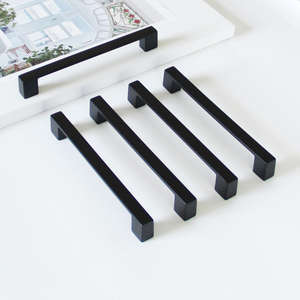 Modern Flat Square Cabinet Handle Zinc Alloy Matte <b>Black</b> Minimalist <b>Drawer</b> Pull Kitchen <b>Bathroom</b> Living Room Bedroom - Product Image 1