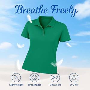 Prix de gros, design personnalisé, tricot 100% coton, manches courtes, col rabattu, séchage rapide, respirant, uni, décontracté, logo frontal, femme - Product Image 5