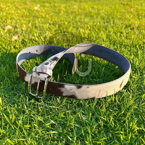 Cinturón de Cuero Genuino con Pelo de Vaca para Hombre |   Hebilla de Aleación Estilo Occidental Hecha a Mano, Resistente, Ecológica, con Estampado Animal, 3.5CM - Product Image 6
