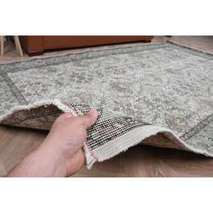 Alfombra turca vintage, alfombra de 5.7x9.4 pies, alfombra blanca con plantas y árboles azules - Product Image 4