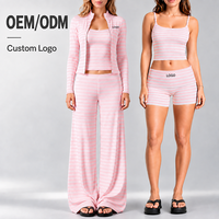 Ensemble de yoga rayé color-block d'été, veste zippée et haut ajustés à séchage rapide, tenue de fitness pour femme pour la course et l'entraînement