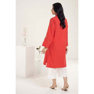 Blusa Roja de Popelina con Hilo Teñido y Bordado para Mujer, Estilo Coreano Formal Largo, a Cuadros, Talla XL, para Fiestas de Primavera y Otoño, Hecha de Viscosa - Product Image 5