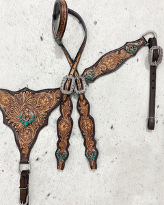 Customized Horse Accessories Leather Headstall With Breastplate for Horse Riding Use Western Designer Headstall - Product Image 6