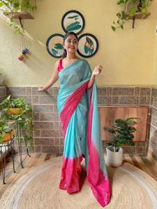 Nuevo diseñador de la mejor calidad con relleno de chinón, secuencia de trabajo, Saree, fabricante de blusa de Surat, India, novedad en línea, desi indio - Product Image 2