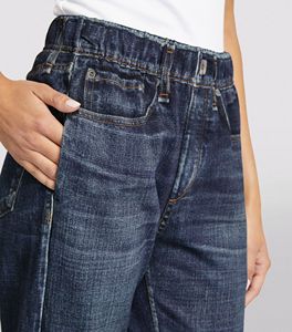 Pantalon en jean imprimé personnalisé pour femmes avec fermeture à bouton Taille moyenne devant plat Relax Fit-Poches extérieures bleues pour l'hiver - Product Image 3