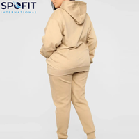 Conjunto de chándal de invierno para mujer de talla grande, dos piezas, con hombros caídos, sudadera con capucha y pantalones de chándal, color liso, ecológico, ropa casual, venta al por mayor, barato