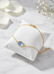 Pulsera de Lujo para Mujer, Hecha a Mano, de Plata de Ley 925 Maciza, Chapada en Oro de 18K, con Topacio Azul, para Regalo y Joyería de Fiesta - Product Image 4