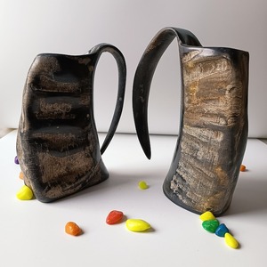 แก้วมัคแบบ Tankard รูปควายธรรมชาติเป็นมิตรต่อสิ่งแวดล้อมทำด้วยมือโบราณโบราณแบบชนบทของขวัญสำหรับนักธุรกิจ - Product Image 1