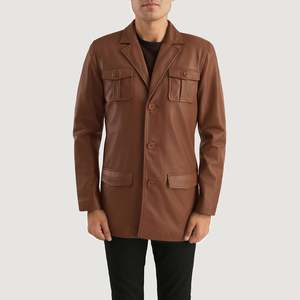 Chaqueta de Cuero Marrón Ray Cutler, Chaqueta de Cuero Premium para Hombre - Product Image 4