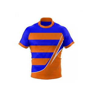 Maillot de rugby tricoté personnalisé pour les anciens élèves, 350 g/m², manches courtes avec patchs triangulaires, 100 % polyester respirant, pour hommes - Product Image 2
