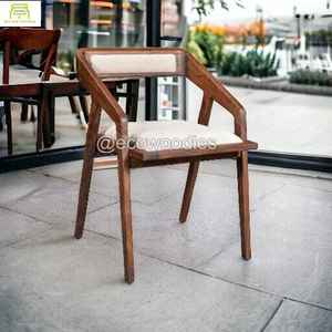 เก้าอี้รับประทานอาหารทำจากไม้ธรรมชาติดีไซน์ทันสมัยสำหรับร้านอาหารคาเฟ่บาร์โรงแรมพร้อมฐานไม้โซฟาบูธสไตล์โบราณ - Product Image 5