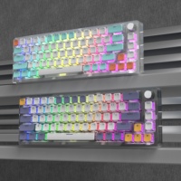 Nouveau clavier mécanique USB avec rétroéclairage RVB, disposition russe personnalisée, 60 %, touches transparentes Doubleshot Pudding en ABS, interrupteurs rouges
