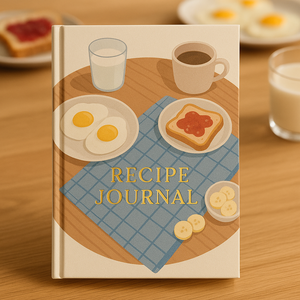 LABON Journal <span class=keywords><strong>de</strong></span> recettes du petit déjeuner Cahier <span class=keywords><strong>de</strong></span> recettes en feuille d'or à couverture rigide avec des œufs grillés Banane Café et lait - Product Image 1
