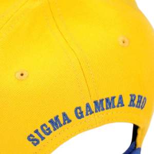 Sigma Gamma Rho SGRho Sorority Cap Royal Blue Gold 20 Lana 80 Acrílico Letras griegas Bordado Front Back Sombrero ajustable - Product Image 5