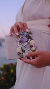 Elegante bolso de mano de alta calidad para mujer con cadenas de perlas bordadas borlas con cuentas decoración de flores de diamantes para fiestas de bodas - Product Image 5