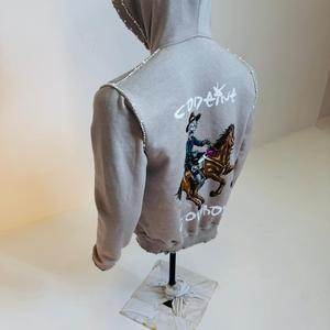 Sweat-shirts pour hommes de haute qualité avec impression sérigraphique, effet vieilli, strass, streetwear, surdimensionnés, fermeture éclair, respirants - Product Image 6