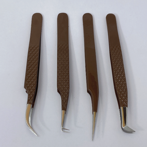 Ensemble de pinces à cils en acier inoxydable, pinces pointues, applicateur d'extensions incliné, applicateur de cils, vente en gros personnalisée, haute qualité - Product Image 5