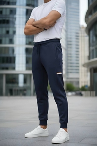 Survêtement en molleton 100% coton écologique extensible dans les quatre sens pour homme, coupe régulière, doux, respirant, taille élastique, confortable, fuselé - Product Image 2