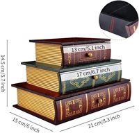 Organizador Decorativo Vintage Caja de Almacenamiento de Libros Falsos de Madera Joyero con Cajones de Tres Capas