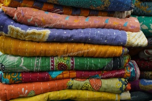 Wholesale Lot of Indian Vintage Cotton Kantha <b>Quilts</b> Handmade Sari Kantha <b>Throw</b> Blankets Beautiful Bohemian Bedding Blankets - Product Image 3