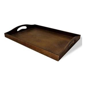 Fournisseur d'hôtels Plateau de service en bois en cuir PU avec poignée Plateau en bois en cuir rectangulaire Plateau de service en similicuir - Product Image 4