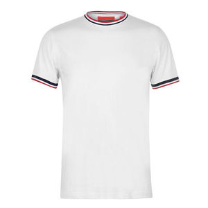 T-shirt blanc pour homme à col et poignets contrastés, coupe décontractée, manches courtes, col rond - Product Image 5