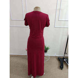 Ensemble deux pièces pour femme, chemisier court à manches courtes et col rond en viscose et jupe longue, 37764 - Bourgogne - Product Image 6