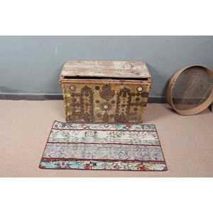 Alfombra Turca Vintage de 1.8x3.4 pies, Alfombra Pequeña de Lana Azul con Diseño Ombré - Product Image 2