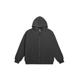 Chasse en plein air en gros hommes doublé polaire épaisse fermeture éclair complète sweats à capuche veste vierge 350Gsm surdimensionné coupe-vent à capuche vestes - Product Image 1