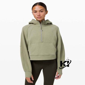 Trou de pouce pour femmes nouveau Style veste à capuche légère demi-fermeture éclair pour femmes douce et naturellement respirante pour l'hiver - Product Image 5